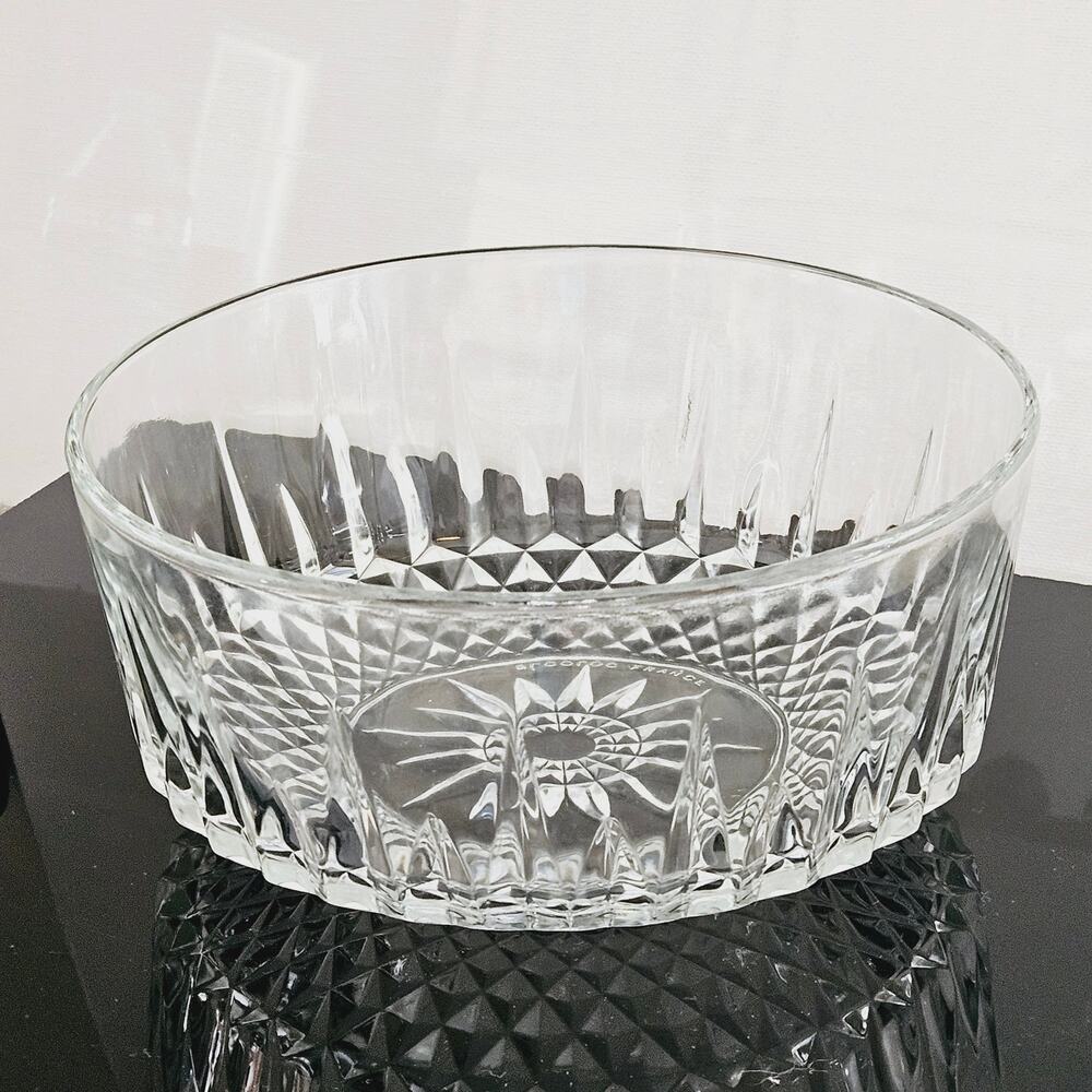 Vintage 7.5"x3.5" Arcoroc France Clear Glass Diamond Star Etched Motif Dessert